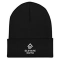 Elevate Moto Cuffed Beanie in black, front view