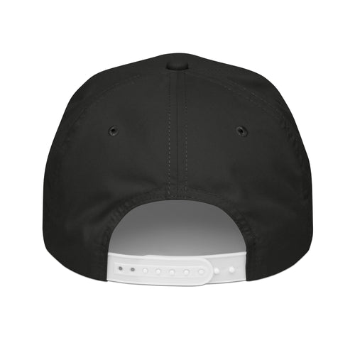 Elevate Moto Rope Hat in black and white, back view