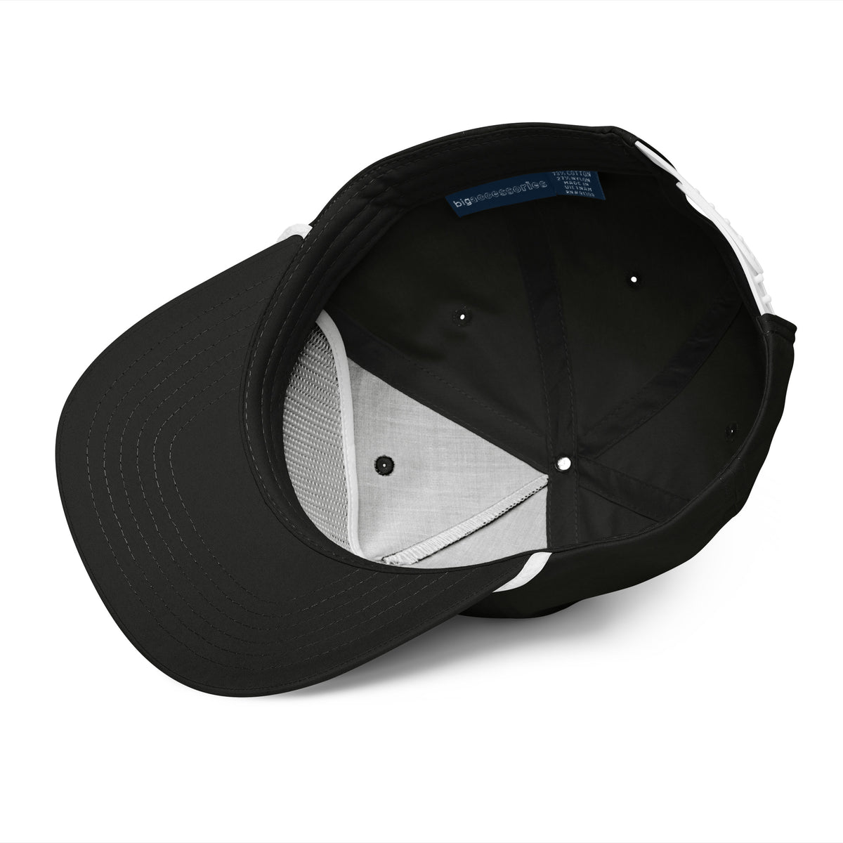 Elevate Moto Rope Hat in black and white, detail view