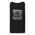 Romans 12:19 Tank Top in black, back view