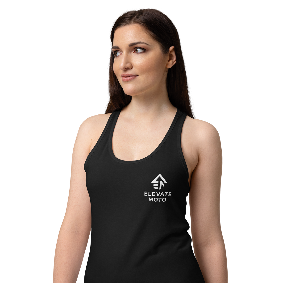Psalm 27:1 Women's Racerback Tank Top in black, front view