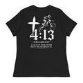 Philippians 4:13 Women's Relaxed T-Shirt in black, back view